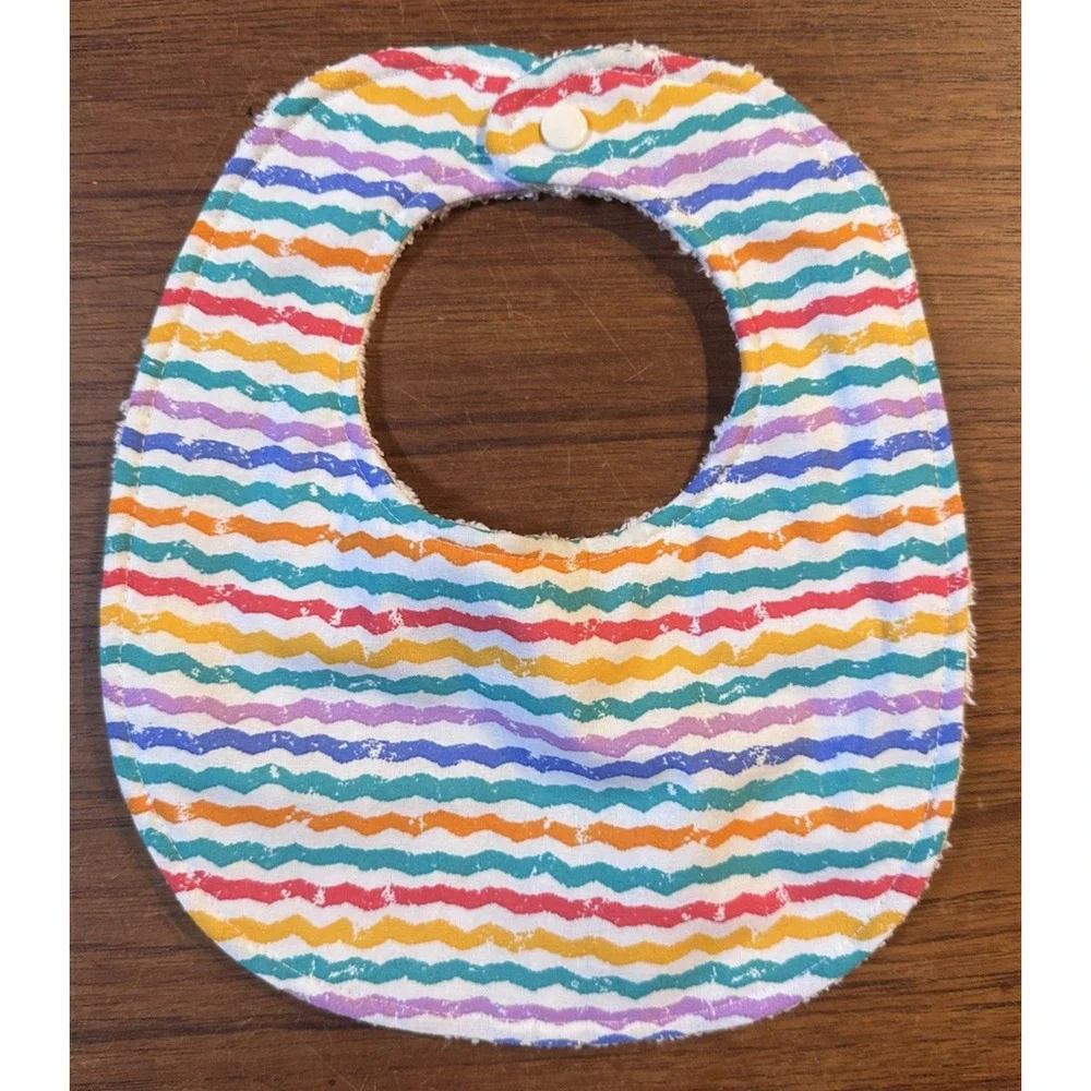 Handmade Baby Bib Gift Set Bib & Pacifier Clip Multi-color Stripe